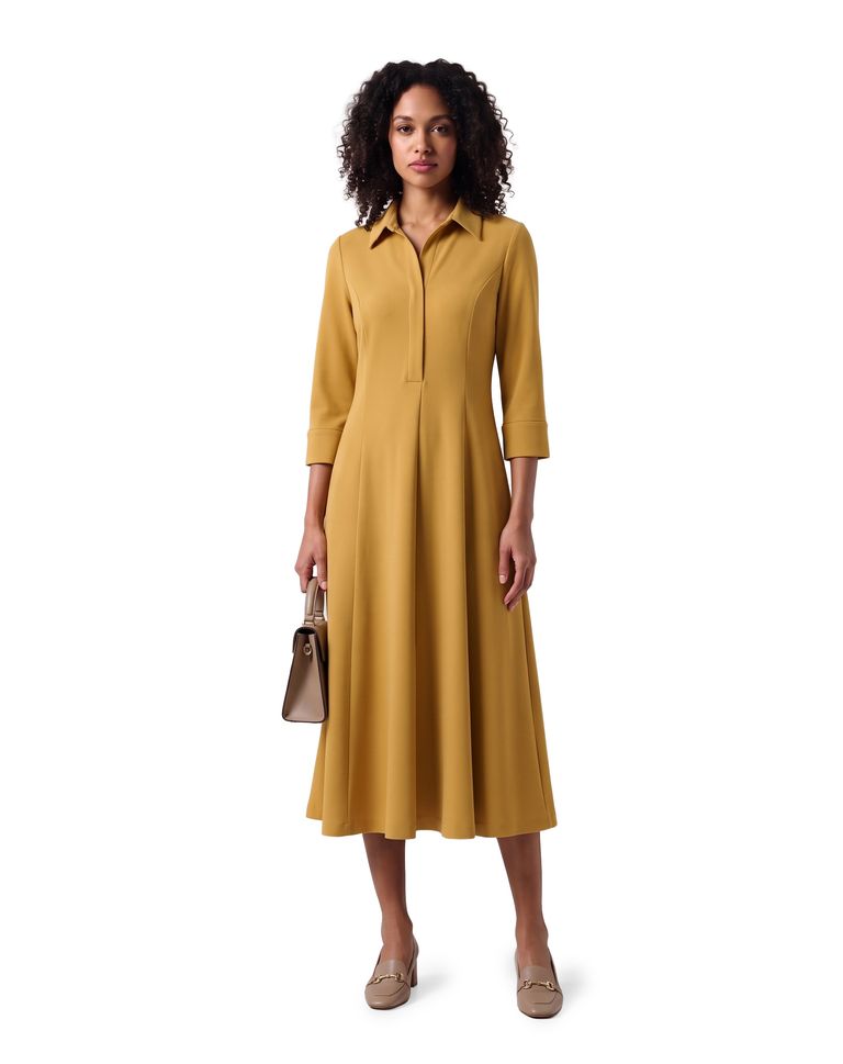 Ochre Collared Heavy Heavy Stretch Crepe Dress
